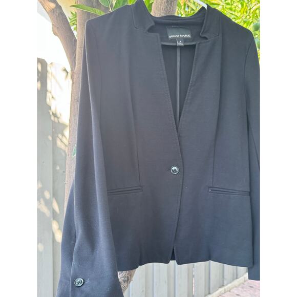 Banana Republic Black Blazer Women’s Size 4 Stretch Knit Workwear Jacket - Picture 2 of 6
